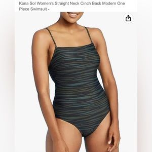 Womens Zebra Print Straight Neck Modern One Piece Swimsuit Cut-out Cinch Back